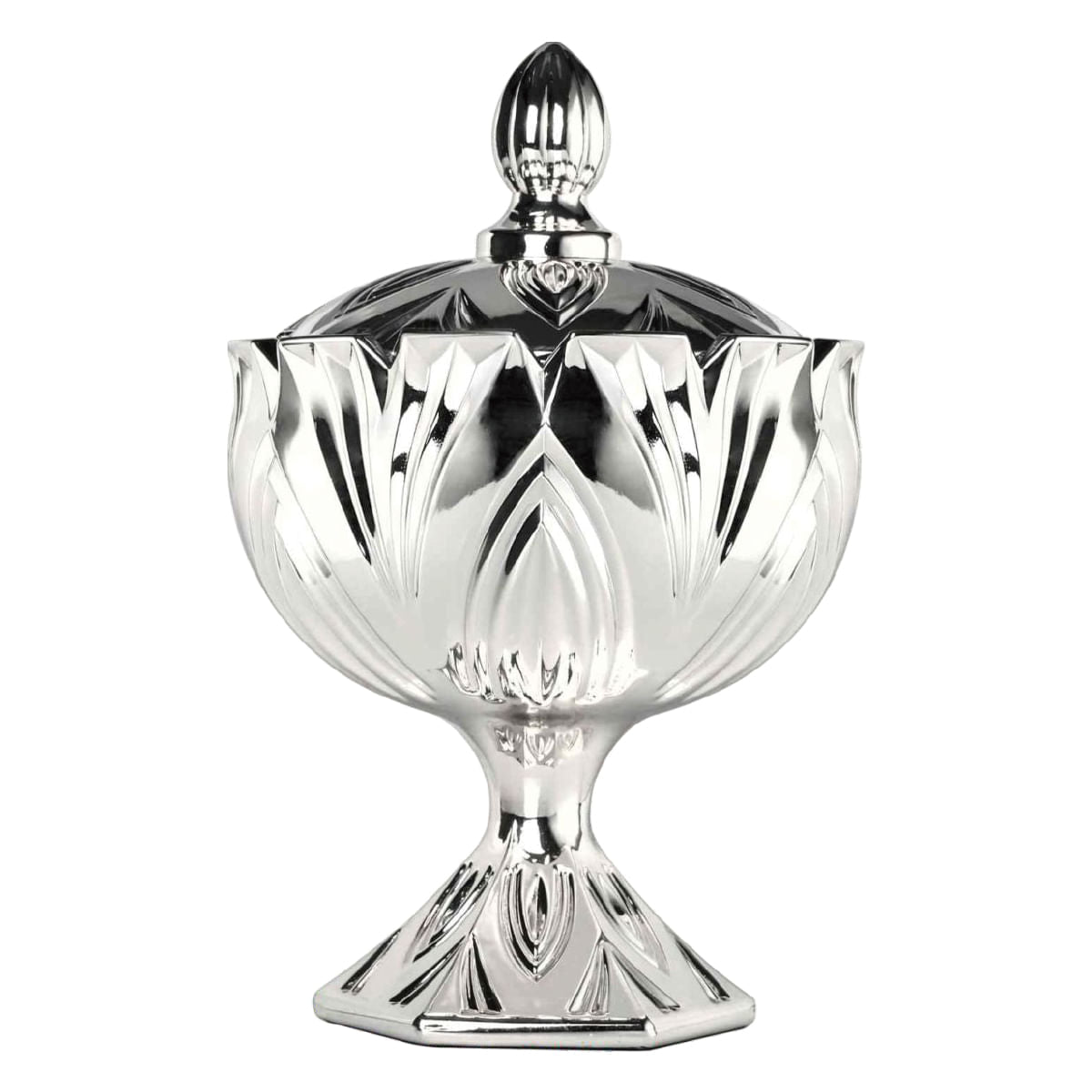 Bomboniere Potiche Cristal de Chumbo Cromado 14cm - Ela Decora