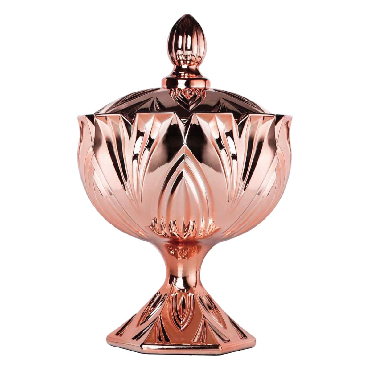 Bomboniere Potiche Cristal de Chumbo Rose Gold 14cm - Ela Decora