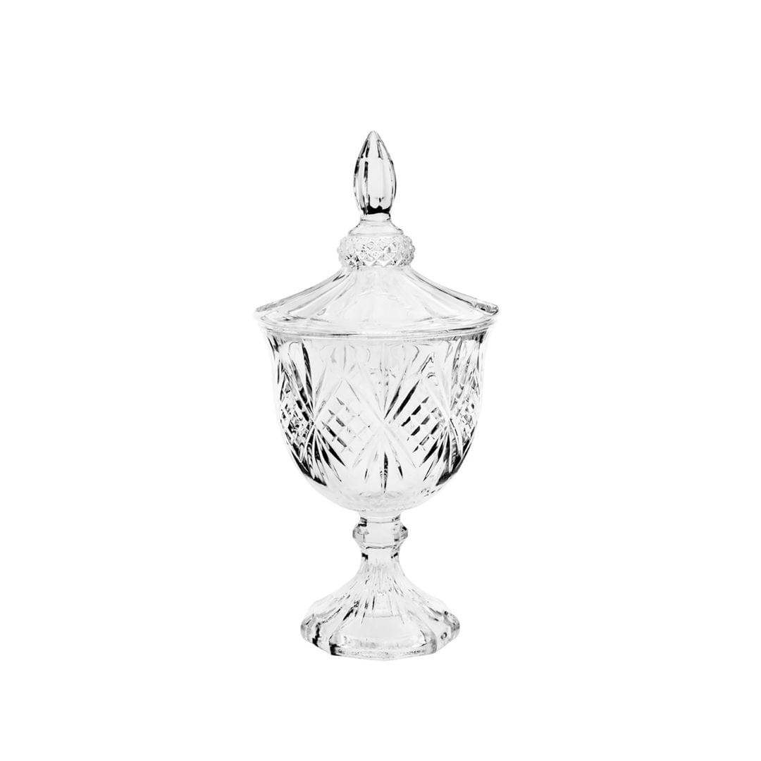 Bomboniere Potiche de Cristal de Chumbo com Pé Dublin 24,5cm Elegante - Ela Decora