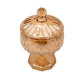Bomboniere Potiche Louise Cristal de Chumbo com Pé Âmbar 18cm - Ela Decora