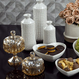 Bomboniere Potiche Louise Cristal de Chumbo com Pé Âmbar 18cm - Ela Decora