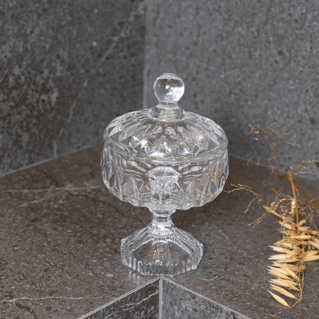 pote potiche de cristal com tampa