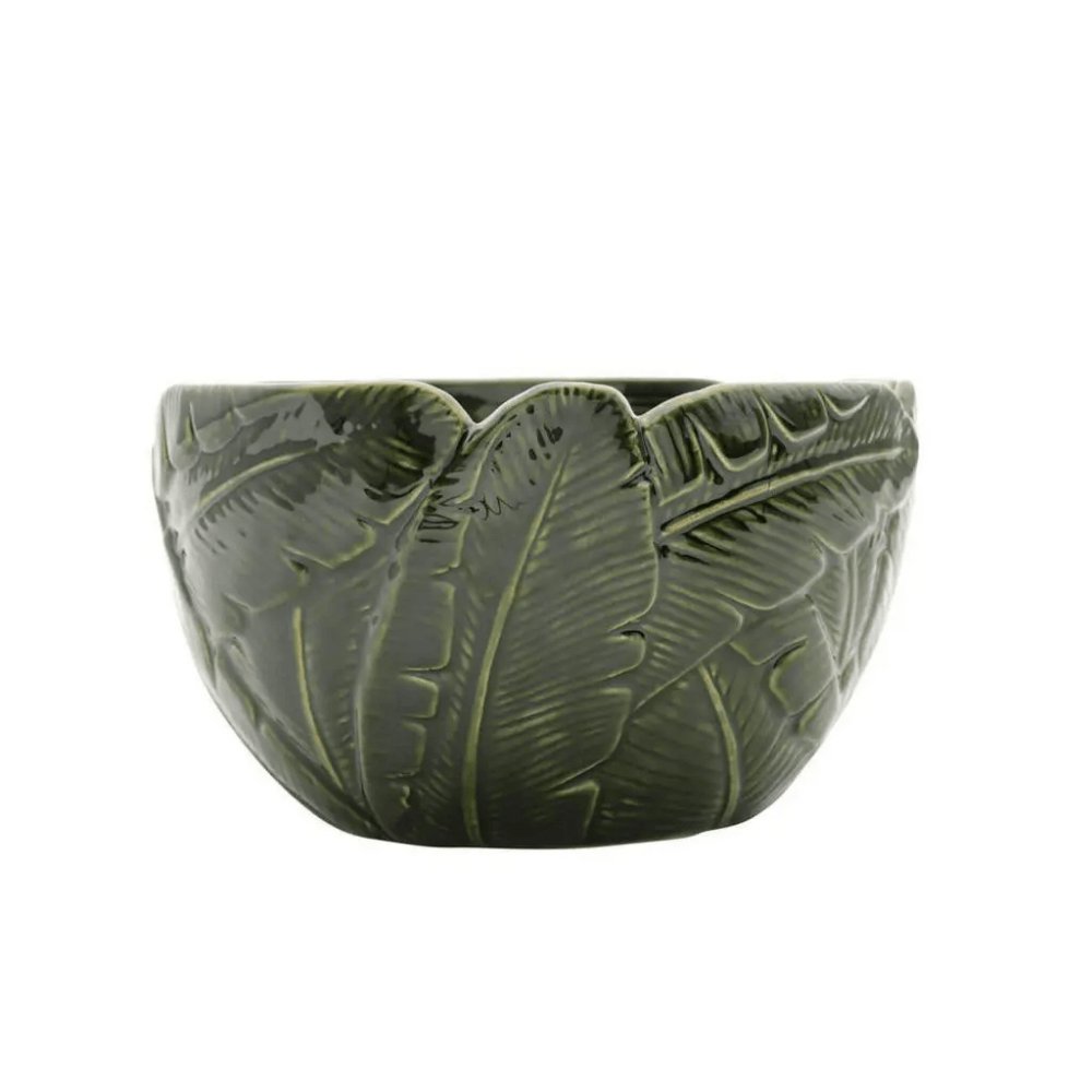Bowl Centro de Mesa de Cerâmica Leaf Folha de Banana Verde 16cm - Ela Decora