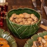 Bowl Centro de Mesa de Cerâmica Leaf Folha de Banana Verde 16cm - Ela Decora