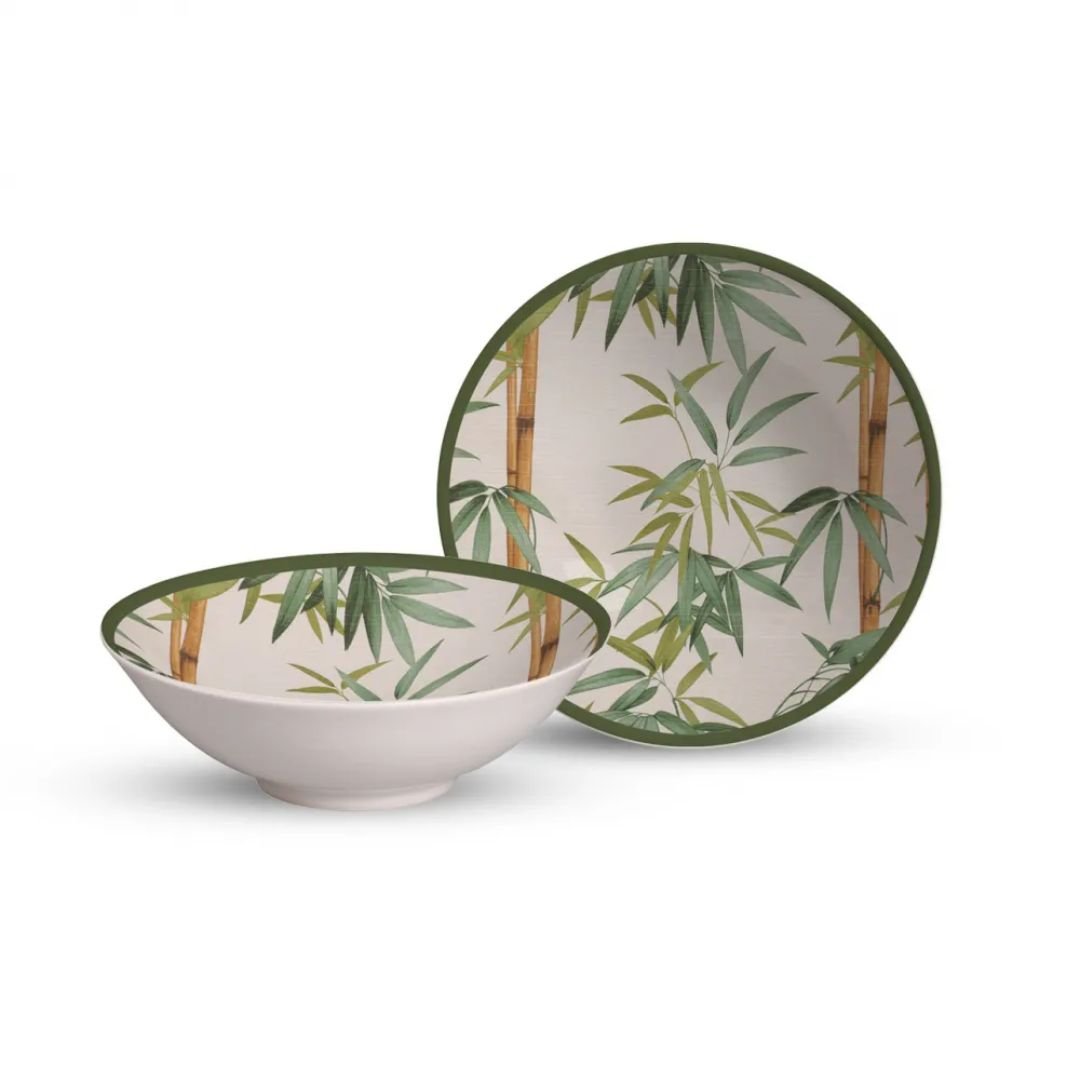 Bowl Estampa de Bambu em Cerâmica 16cm - Ela Decora