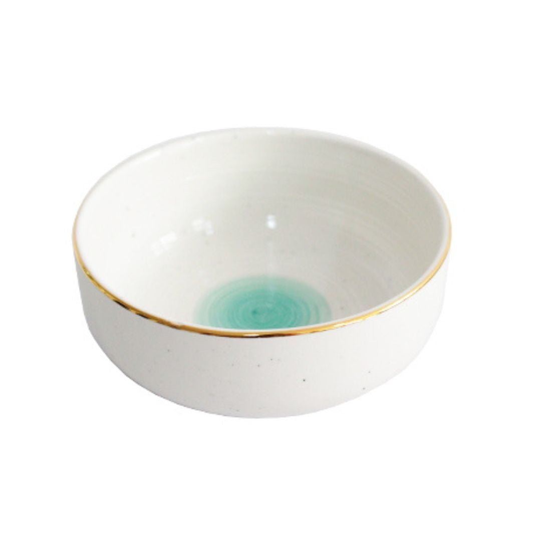 Bowl Gaia Azul e Branco Filete Dourado 11,5cm - Ela Decora