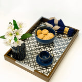 Bowl Porcelana Drops Azul com Detalhe Metalizado - 700ml - Ela Decora