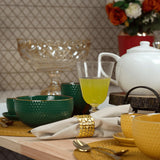 Bowl Porcelana Drops Verde com Detalhe Metalizado - 700ml - Ela Decora