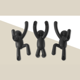 Buddy Conjunto Cabideiro Gancho de Parede Preto Umbra - 3 Peças - Ela Decora