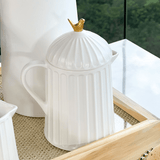 Bule com Tampa em Cerâmica Branco 600ml Colibri - Ela Decora