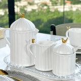 Bule com Tampa em Cerâmica Branco 600ml Colibri - Ela Decora