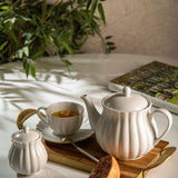 Bule de Porcelana Petala Branco 950ml - Ela Decora