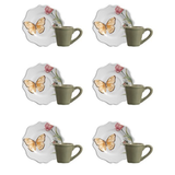 Jogo 6 Xicaras de Café com Pires Butterfly 100ml