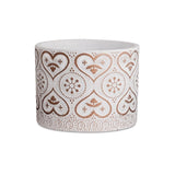 Cachepot Branco e Rose Gold em Cimento Corações - 13,5 cm - Ela Decora