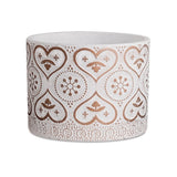 Cachepot Branco e Rose Gold em Cimento Corações - 16,5 cm - Ela Decora