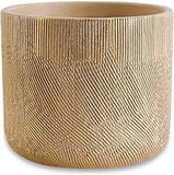 Cachepot de Cimento Nude e Dourado G 22cm x 17,5cm - Ela Decora