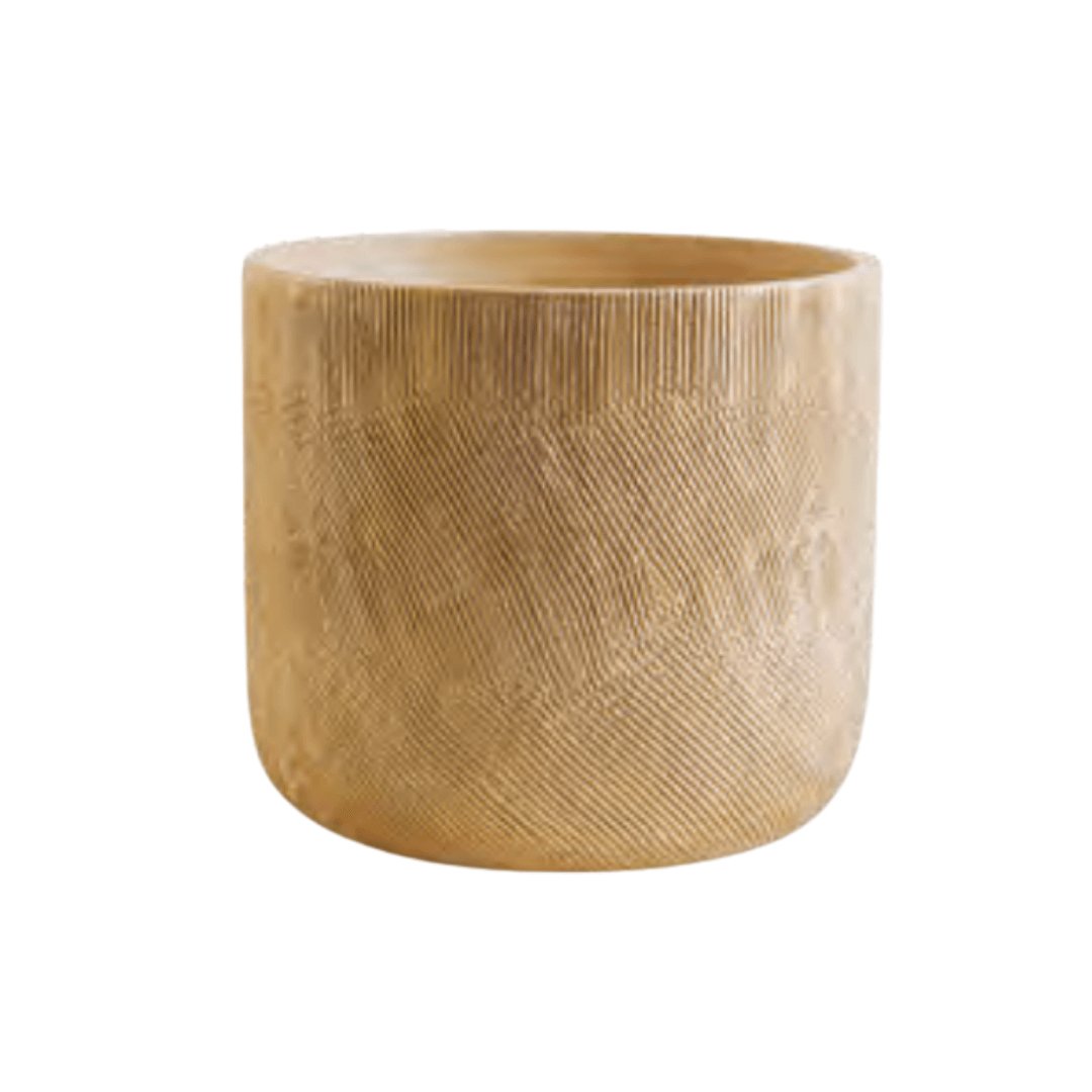 Cachepot de Cimento Nude e Dourado P 15cm x 12.5cm - Ela Decora