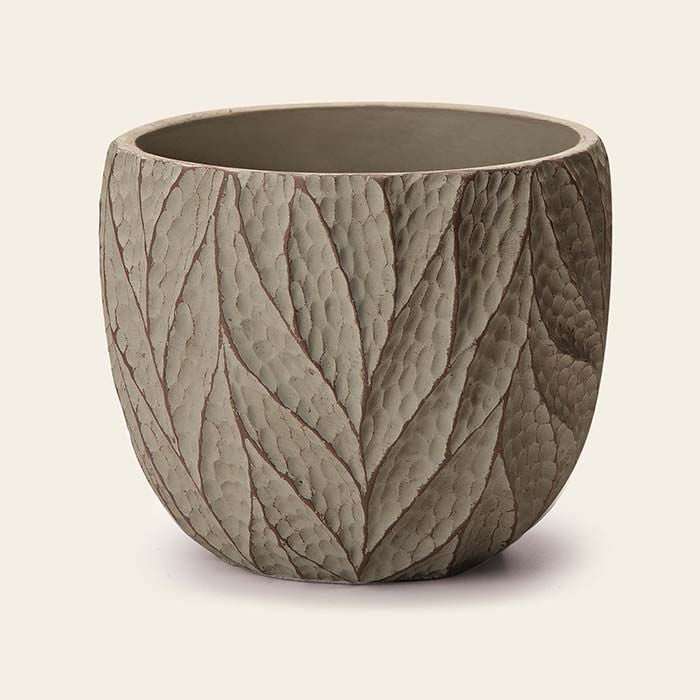 Cachepot em Cimento Leaves Verde 14cm x 12cm - Ela Decora
