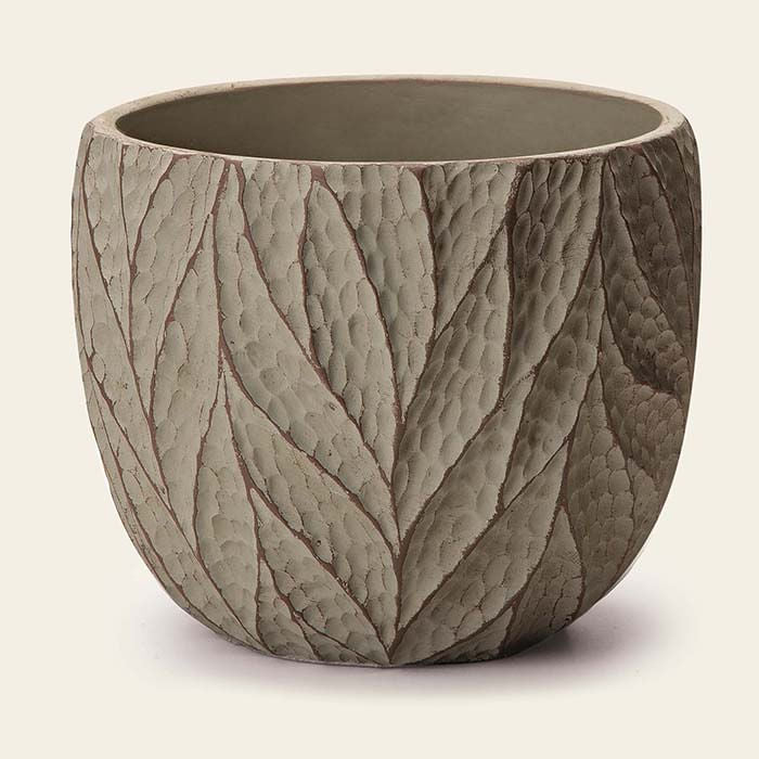 Cachepot em Cimento Leaves Verde 19cm x 15cm - Ela Decora
