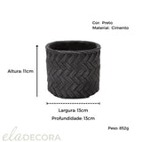 Cachepot em Cimento Preto 13cm - Ela Decora
