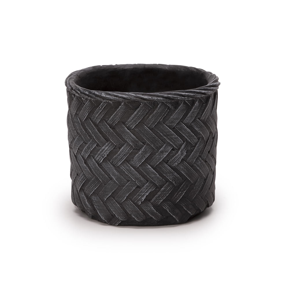 Cachepot em Cimento Preto 13cm - Ela Decora