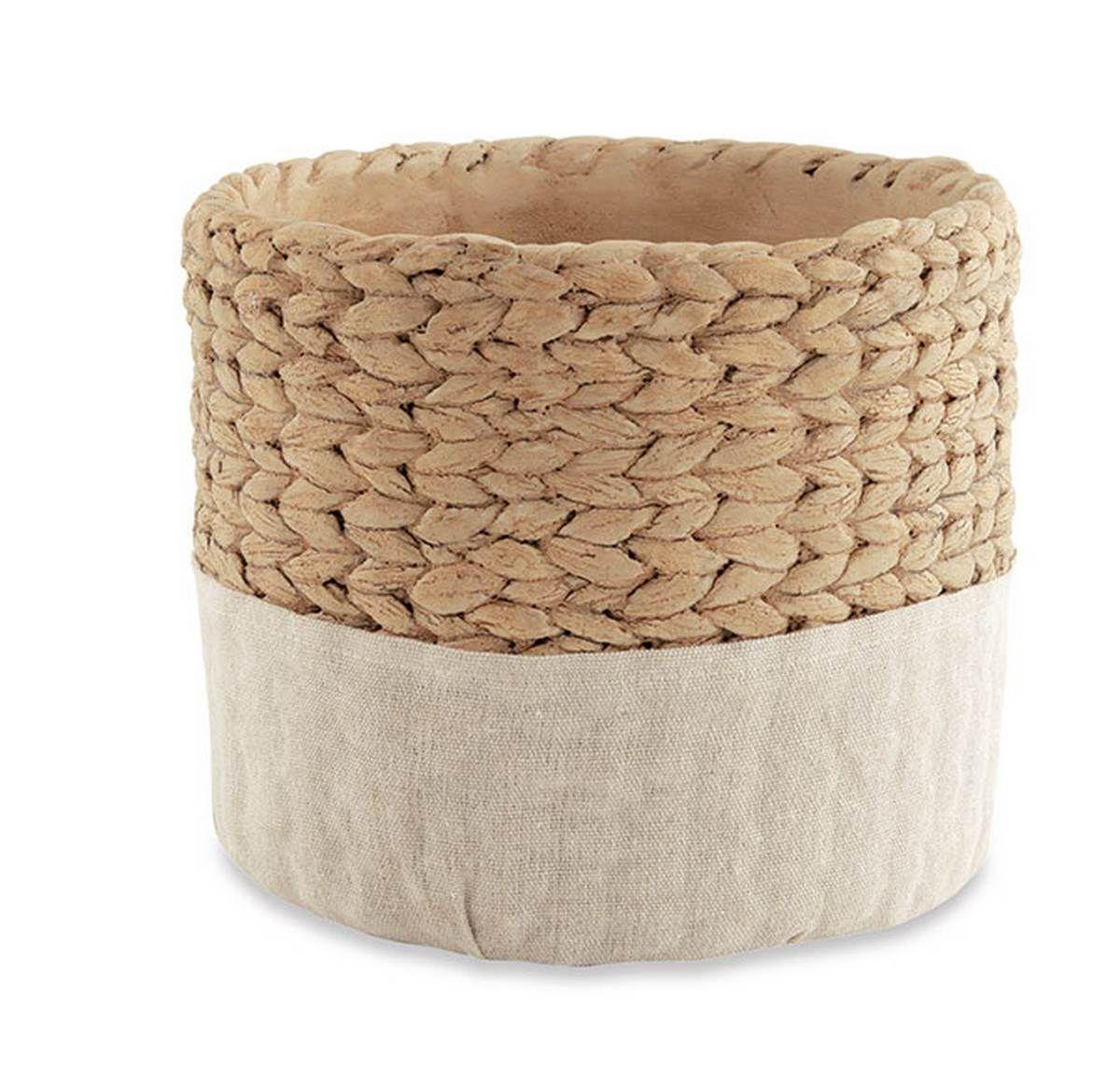 Cachepot Estilo Cesto Palha de Cimento Marrom 23,5cm - Ela Decora