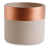 Cachepot Nude e Rose Gold Em Cimento 10,5 x 12 cm Faixa Superior - Ela Decora