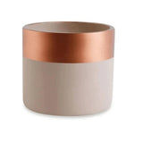 Cachepot Nude e Rose Gold Em Cimento 12,5 x 14 cm Faixa Superior - Ela Decora