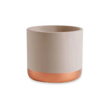 Cachepot Nude Faixa Inferior Rose Gold em Cimento - 10,5 cm - Ela Decora