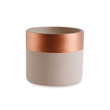 Cachepot Nude Faixa Superior Rose Gold em Cimento - 10,5 cm - Ela Decora
