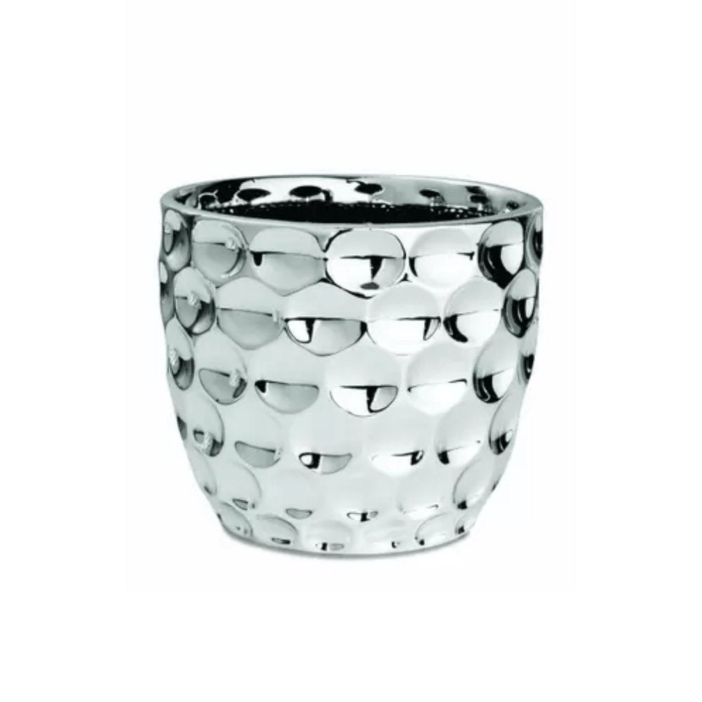 Cachepot Prata Cerâmica Dots M - 12,5 cm - Ela Decora