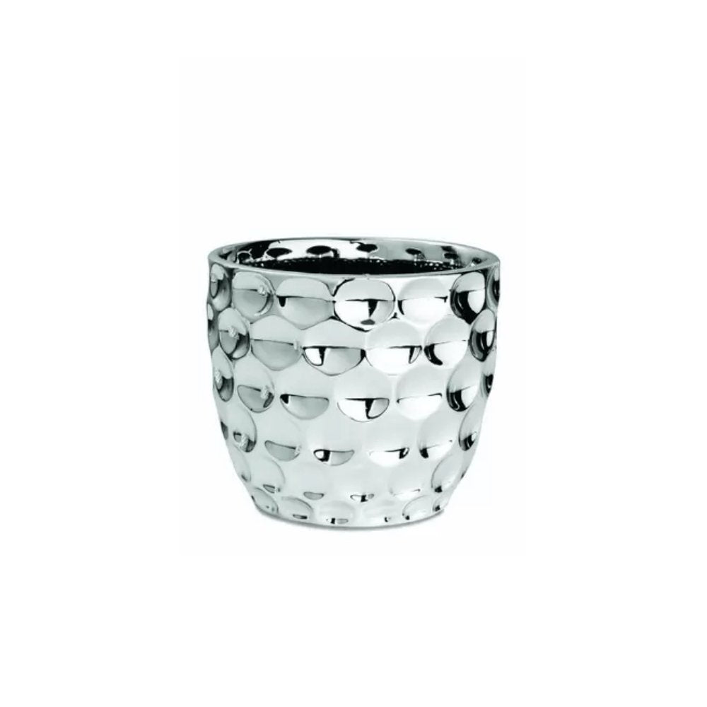 Cachepot Prata Cerâmica Dots P - 10,5 cm - Ela Decora