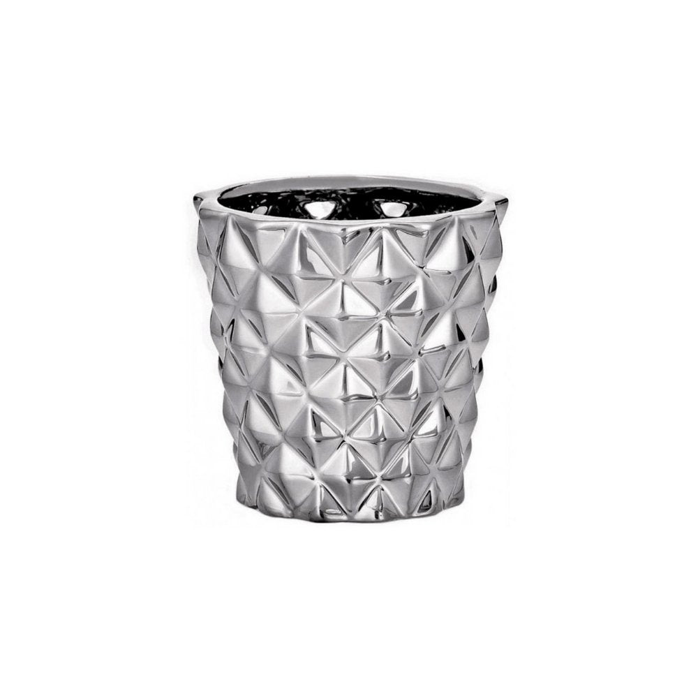 Cachepot Prata Em Cerâmica Star - 7,5 cm - Ela Decora