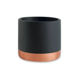Cachepot Preto Faixa Inferior Rose Gold em Cimento - 10,5 cm - Ela Decora