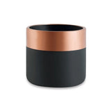 Cachepot Preto Faixa Superior Rose Gold em Cimento - 10,5 cm - Ela Decora