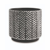 Cachepot Vaso Decorativo Preto e Branco Redondo em Cerâmica G - 15 cm - Ela Decora