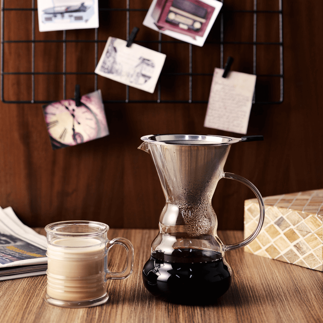 Cafeteira de Vidro com Filtro em Aço Inox 500ml - Ela Decora