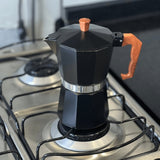 Cafeteira Italiana em Aluminio 6 Doses com Cabo de Plástico Preto Fosco 300ml - Ela Decora