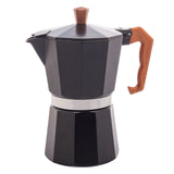 Cafeteira Italiana em Aluminio 6 Doses com Cabo de Plástico Preto Fosco 300ml - Ela Decora