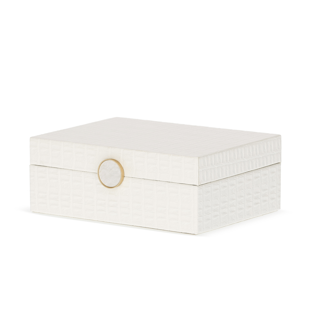 Caixa Decorativa em MDF e PU Branca 22,5cm P - Ela Decora