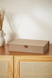 Caixa em MDF com Revestimento em Linho Marrom 24,5cm - Ela Decora