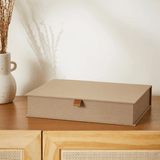 Caixa em MDF com Revestimento em Linho Marrom 32cm - Ela Decora