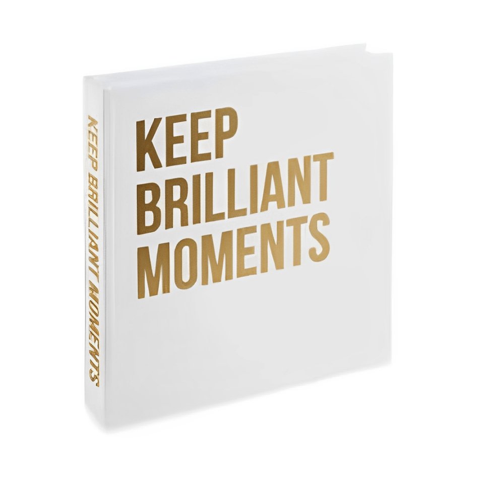 Caixa Livro Keep Brilliant Moments Branca E Dourada 30 x 30x 5 cm - Ela Decora