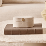 Caixa MDF com Revestimento em PU Bege 17,5cm - Ela Decora