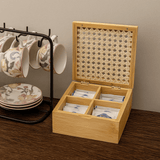 Caixa Organizadora de Bambu com Divisórias e Tampa em Treliça