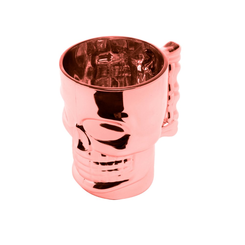 Caneca Chopp e Cerveja de Vidro Caveira Rock Rose Gold - 510 ml - Ela Decora