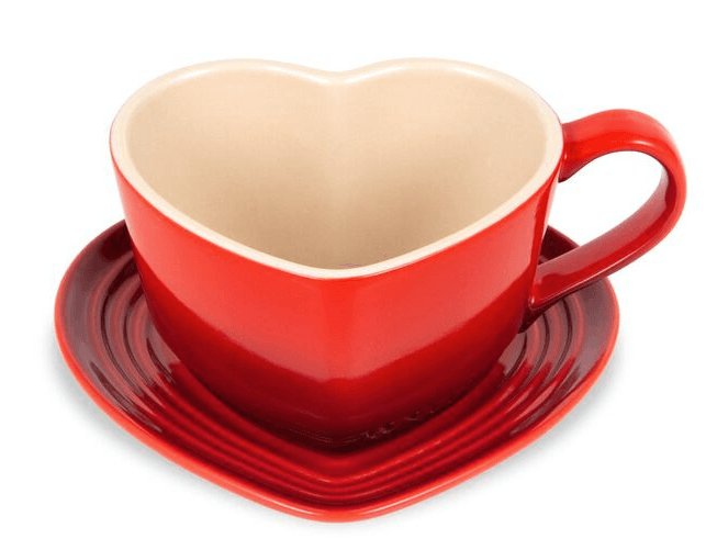 Caneca com Pires em Formato de Coração Vermelha 220ml Le Creuset - Ela Decora