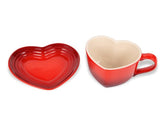 Caneca com Pires em Formato de Coração Vermelha 220ml Le Creuset - Ela Decora