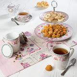 Caneca de Porcelana com Tampa e Filtro Difusor Rose Rosa Branco 310ml - Ela Decora