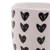Caneca de Porcelana Cute Hearts Corações Preto e Branco 350ml - Ela Decora